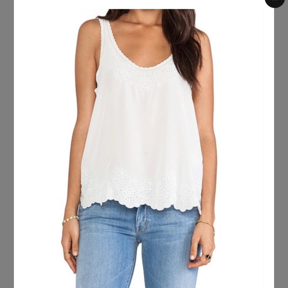 NWOT Joie White Boyd Silk Eyelet Tank Top/Cami